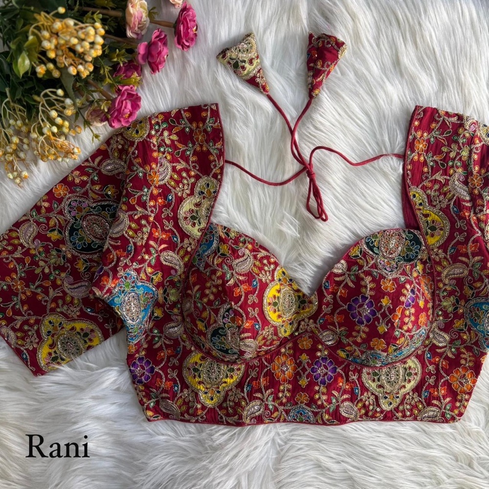 Red Floral Saree Blouse